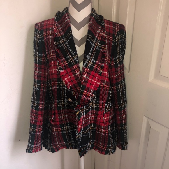 zara tartan blazer
